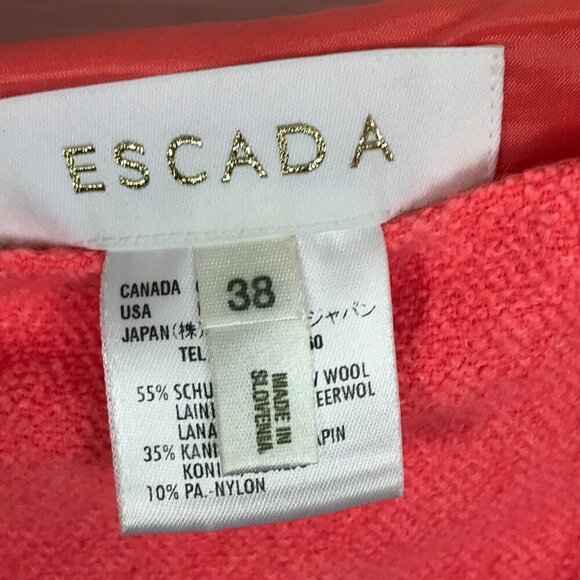 Escada Pink Pencil Skirt EUR Size 38 Wool Blend Lined Career Side Slits - Picture 4 of 7